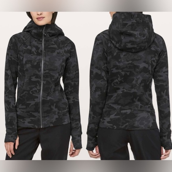 lululemon athletica Jackets & Blazers - Lululemon Women's Scuba Hoodie Light Cotton Fleece Incognito Camo Gray 12